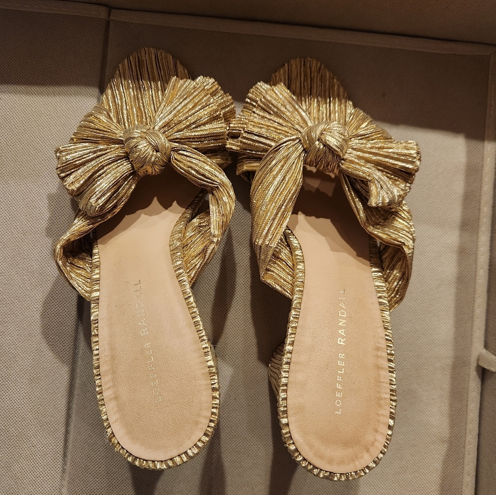 Loeffler Randall Metallic Gold Mules